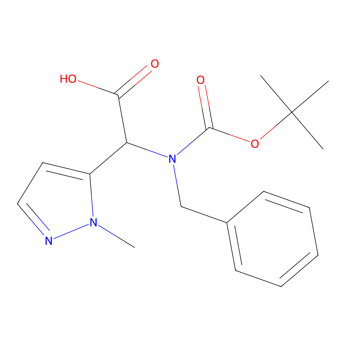 2-{benzyl[(tert-butoxy)carbonyl]amino}-2-(1-methyl-1H-pyrazol-5-yl)acetic acid molecular structure, CAS 2384886-67-1