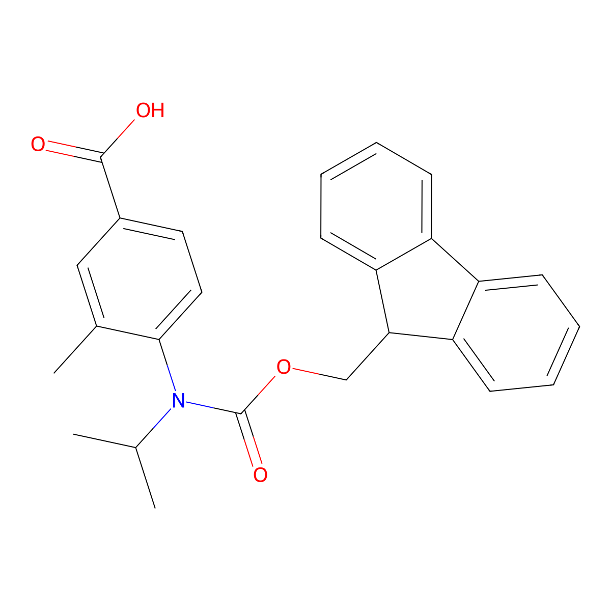 4-({[(9H-fluoren-9-yl)methoxy]carbonyl}(propan-2-yl)amino)-3-methylbenzoic acid molecular structure, CAS 2384889-28-3