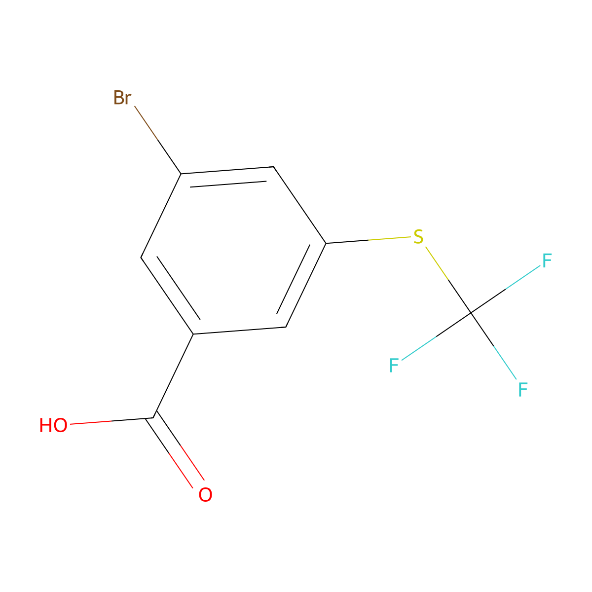 3-Bromo-5-[(trifluoromethyl)sulfanyl]benzoic acid molecular structure, CAS 2384893-28-9