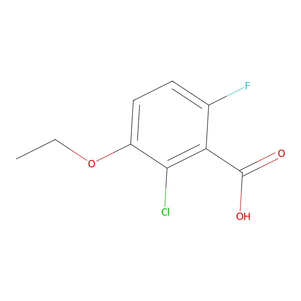 2-Chloro-3-ethoxy-6-fluorobenzoic acid molecular structure, CAS 2384893-59-6