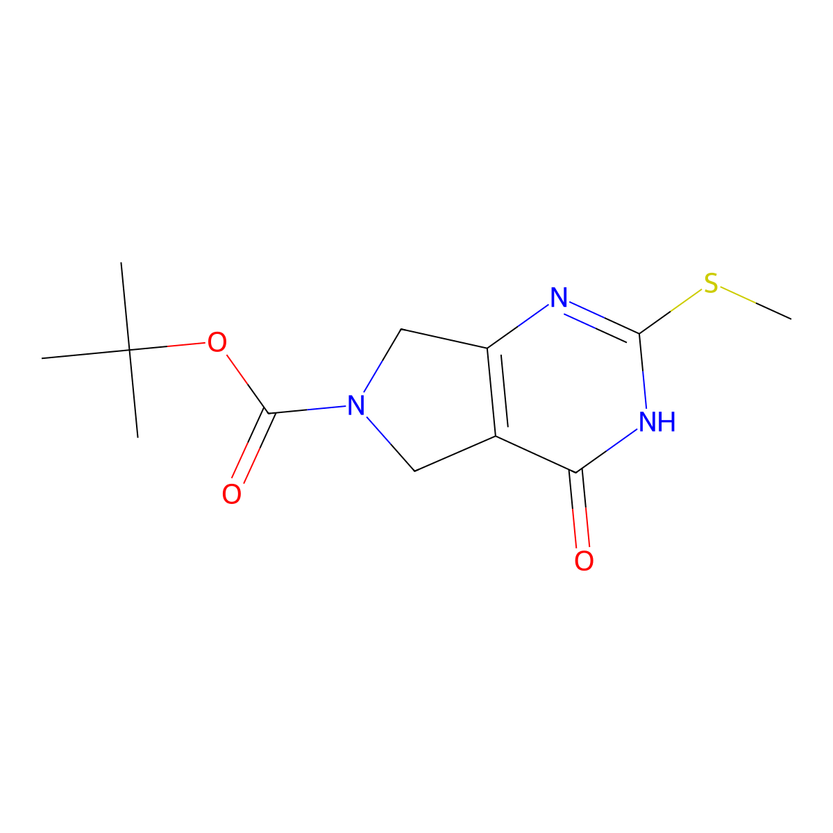 tert-Butyl 2-(methylthio)-4-oxo-1,4,5,7-tetrahydro-6H-pyrrolo[3,4-d]pyrimidine-6-carboxylate molecular structure, CAS 2384899-62-9