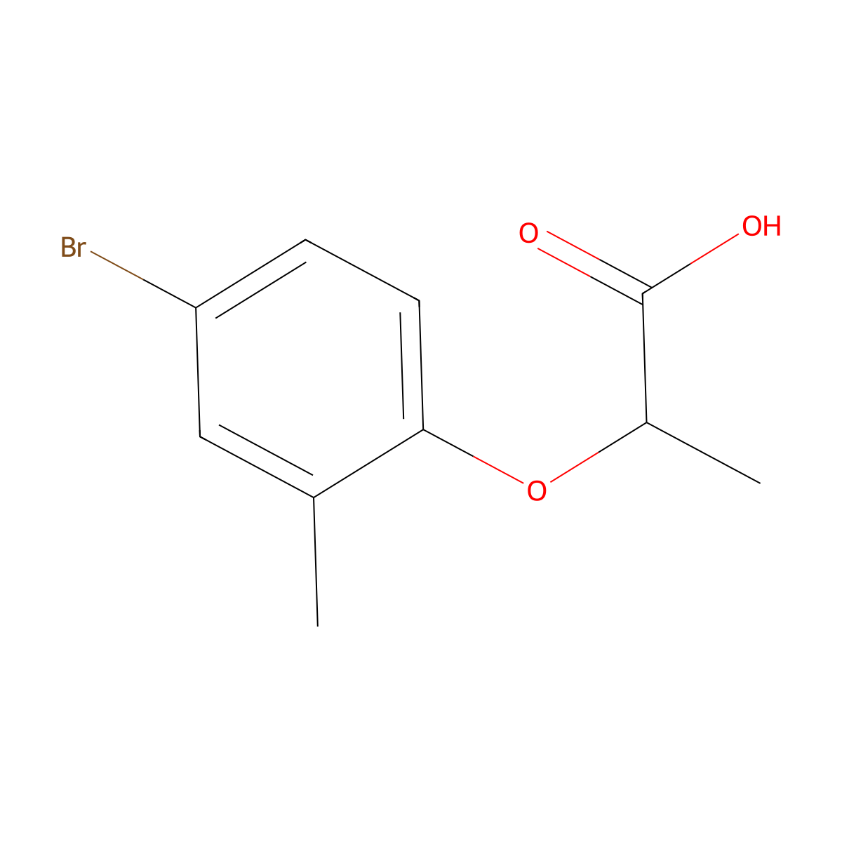 2-(4-Bromo-2-methylphenoxy)propanoic acid molecular structure, CAS 23849-02-7