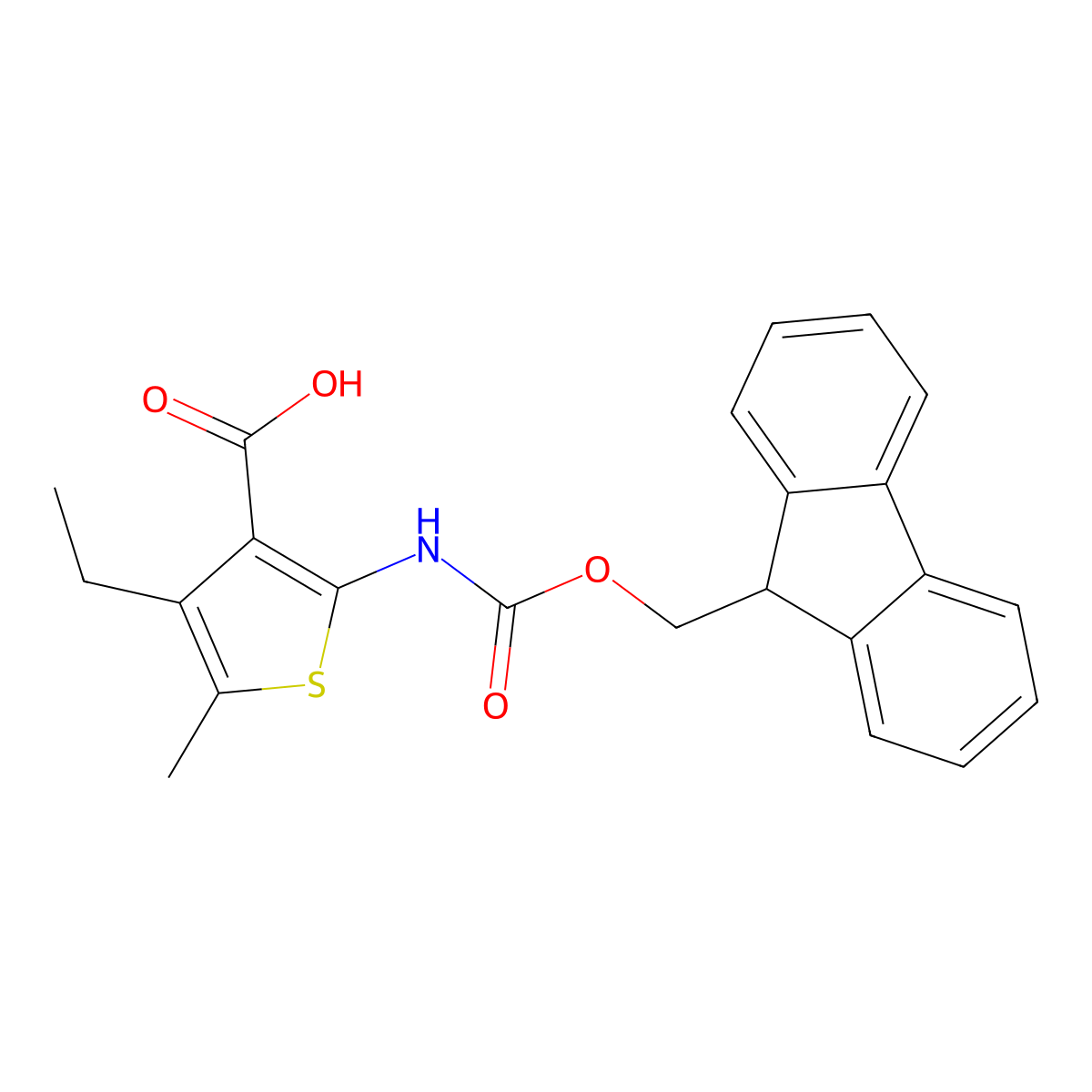 4-ethyl-2-({[(9H-fluoren-9-yl)methoxy]carbonyl}amino)-5-methylthiophene-3-carboxylic acid molecular structure, CAS 2384903-12-0