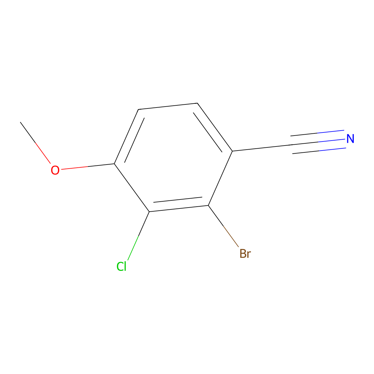 2-Bromo-3-chloro-4-methoxybenzonitrile molecular structure, CAS 2384904-07-6