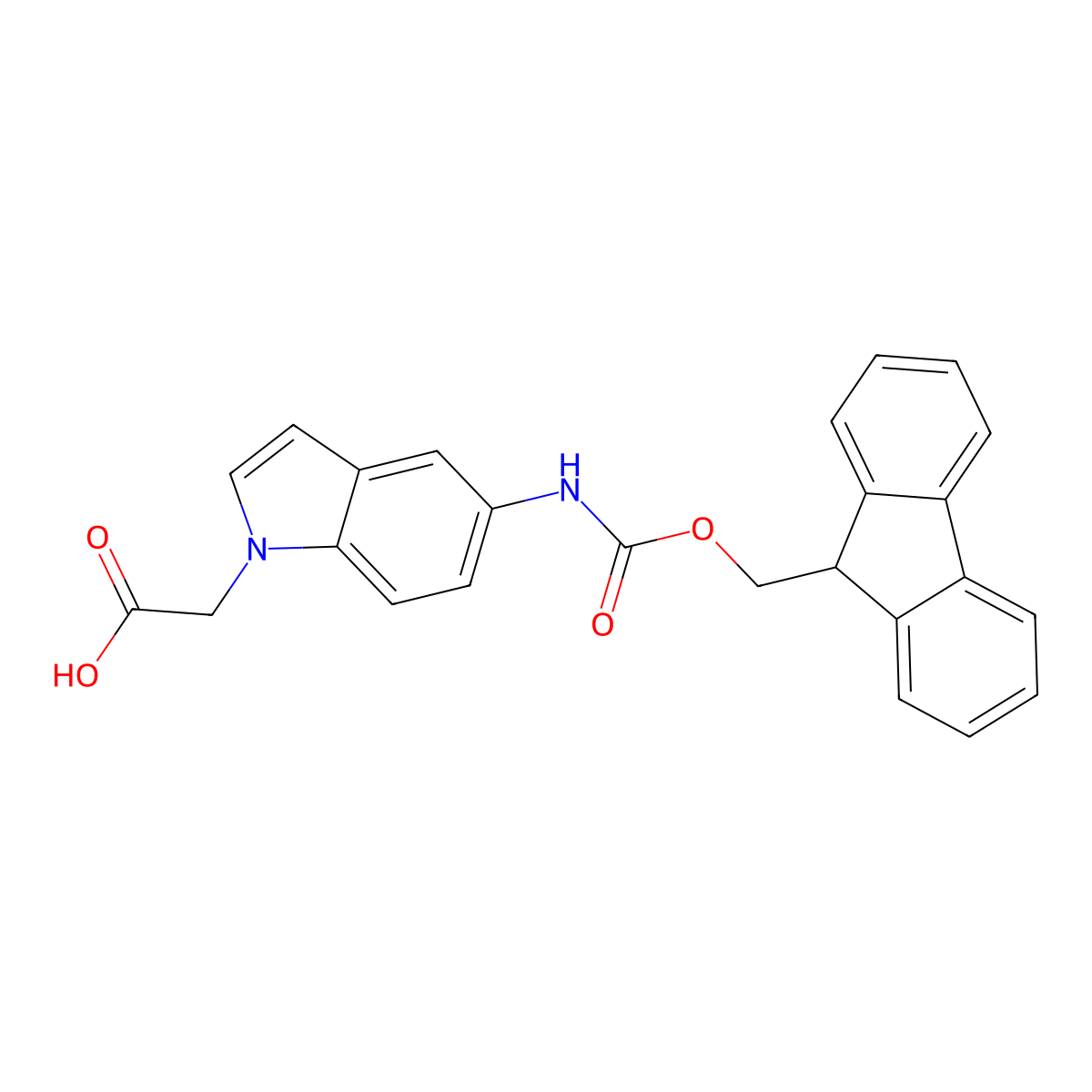 2-[5-({[(9H-fluoren-9-yl)methoxy]carbonyl}amino)-1H-indol-1-yl]acetic acid molecular structure, CAS 2384911-00-4
