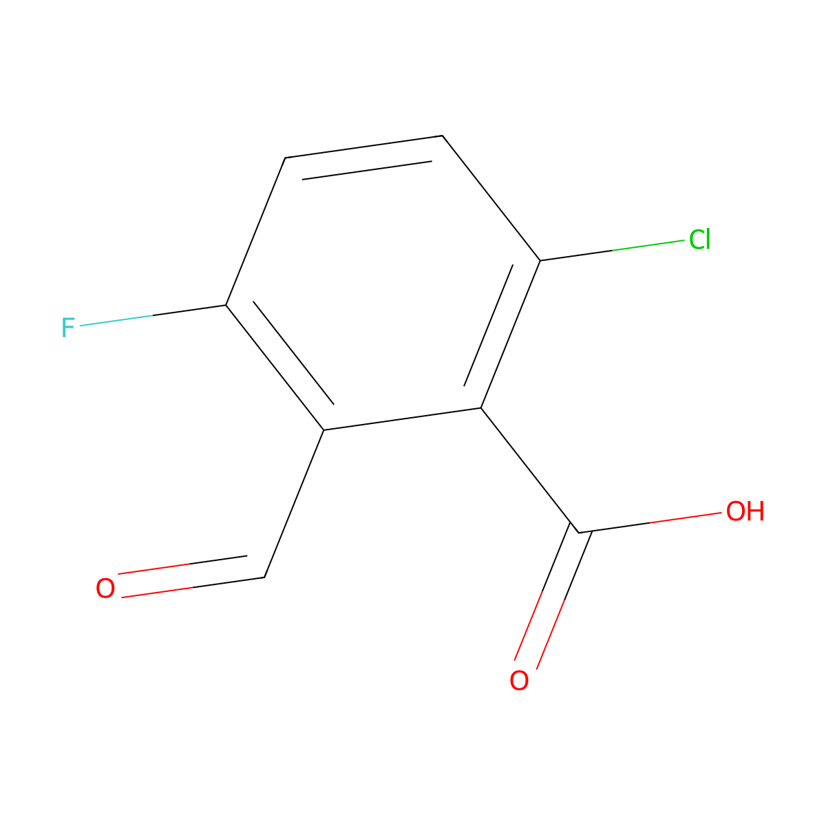 6-Chloro-3-fluoro-2-formylbenzoic acid molecular structure, CAS 2384915-18-6
