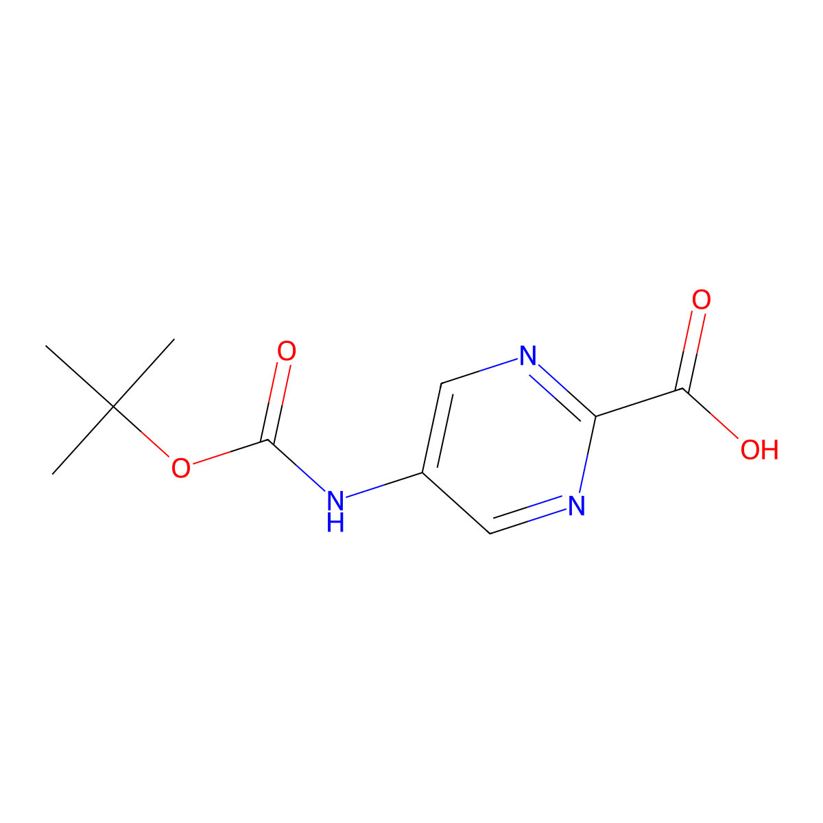 5-{[(Tert-butoxy)carbonyl]amino}pyrimidine-2-carboxylic acid molecular structure, CAS 2384916-52-1