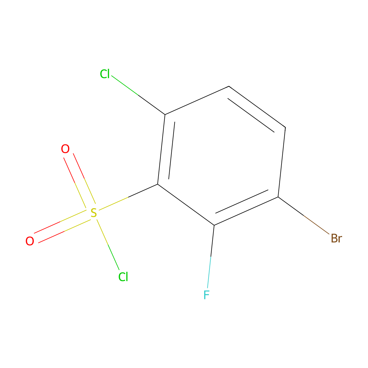 3-Bromo-6-chloro-2-fluorobenzene-1-sulfonyl chloride molecular structure, CAS 2384931-78-4