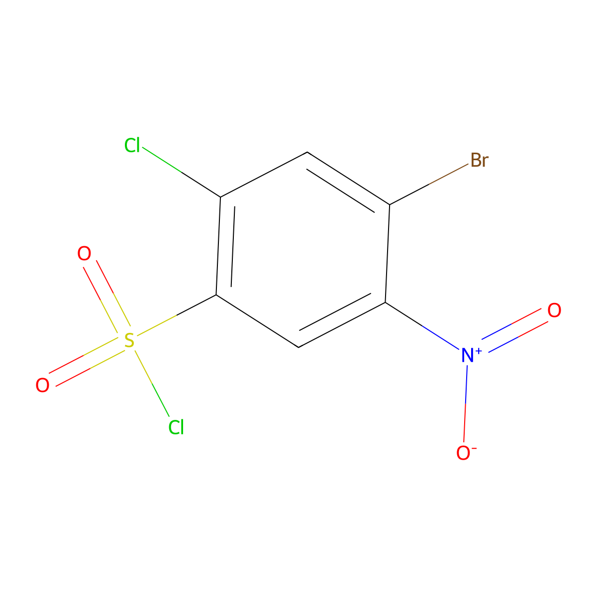 4-Bromo-2-chloro-5-nitrobenzene-1-sulfonyl chloride molecular structure, CAS 2384934-34-1