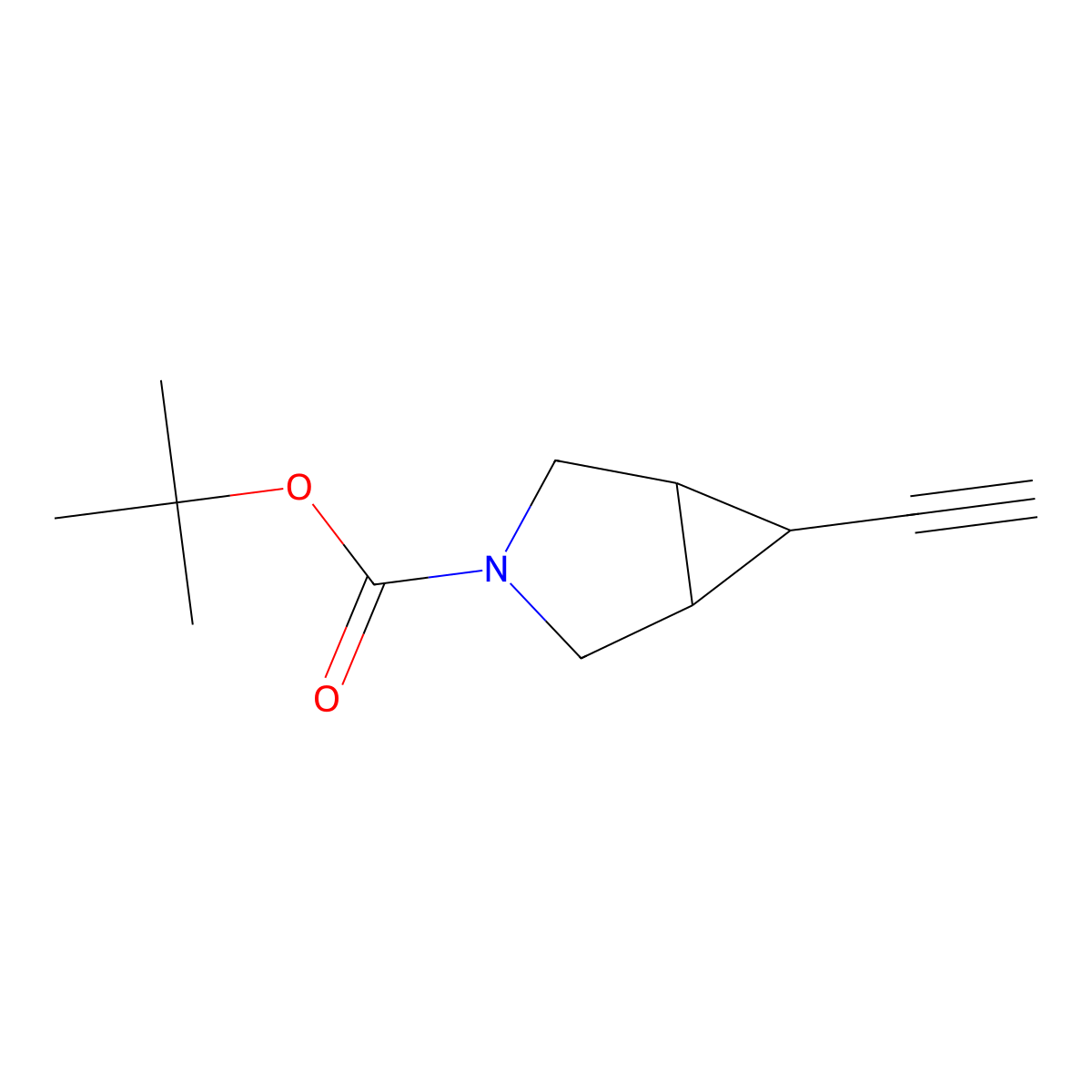 tert-Butyl 6-ethynyl-3-azabicyclo[3.1.0]hexane-3-carboxylate molecular structure, CAS 2384935-77-5