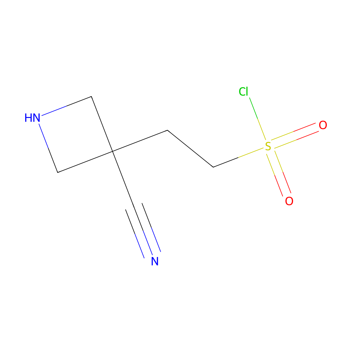 2-(3-Cyanoazetidin-3-yl)ethane-1-sulfonyl chloride molecular structure, CAS 2384940-14-9