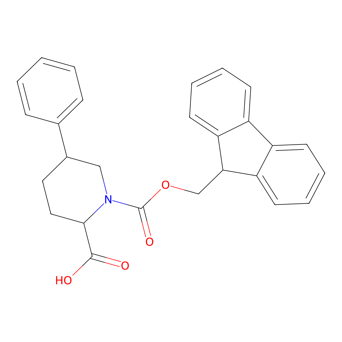 1-{[(9H-fluoren-9-yl)methoxy]carbonyl}-5-phenylpiperidine-2-carboxylic acid molecular structure, CAS 2384945-92-8