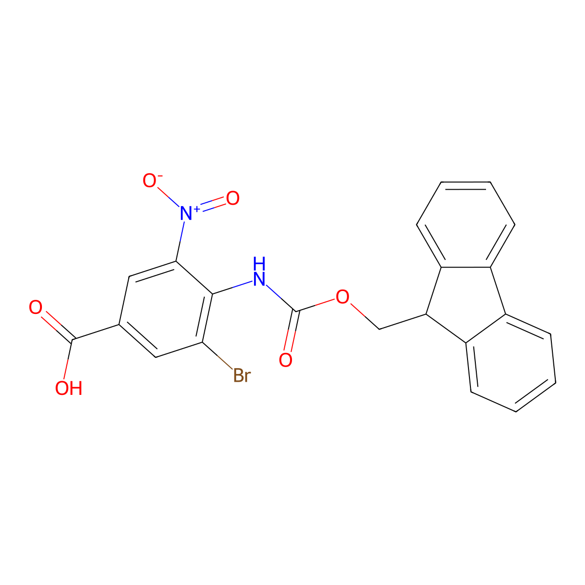 3-bromo-4-({[(9H-fluoren-9-yl)methoxy]carbonyl}amino)-5-nitrobenzoic acid molecular structure, CAS 2384947-09-3