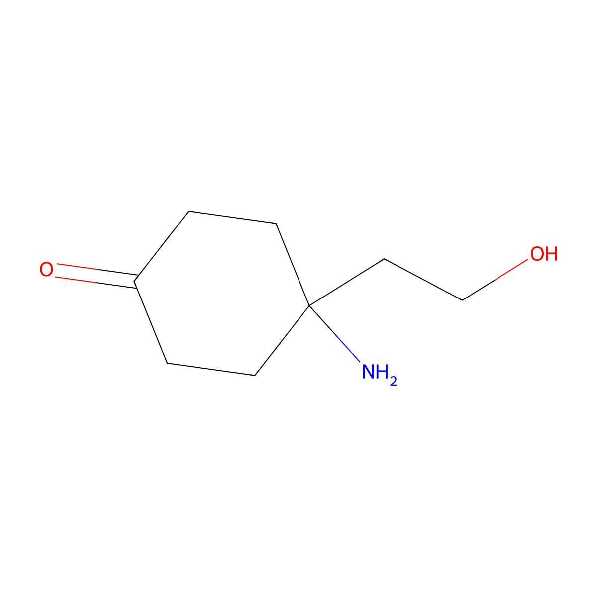 4-Amino-4-(2-hydroxyethyl)cyclohexan-1-one molecular structure, CAS 2384959-62-8