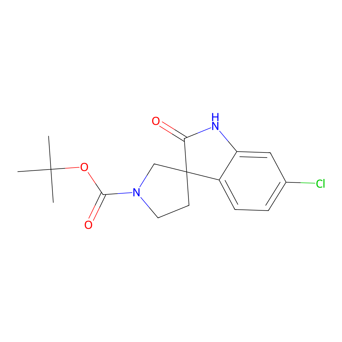 tert-Butyl 6-chloro-2-oxospiro[indoline-3,3'-pyrrolidine]-1'-carboxylate molecular structure, CAS 2384972-65-8