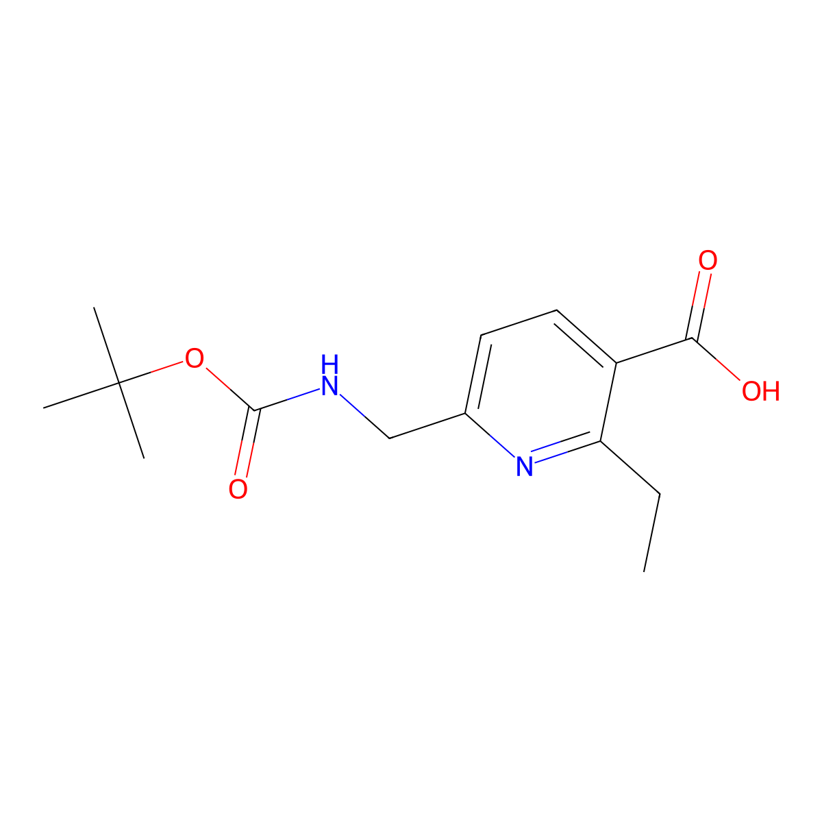 6-({[(Tert-butoxy)carbonyl]amino}methyl)-2-ethylpyridine-3-carboxylic acid molecular structure, CAS 2384973-99-1