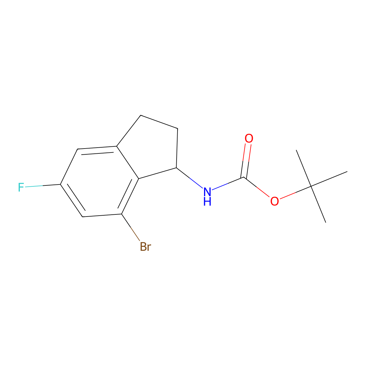 tert-butyl N-(7-bromo-5-fluoro-2,3-dihydro-1H-inden-1-yl)carbamate molecular structure, CAS 2384984-64-7