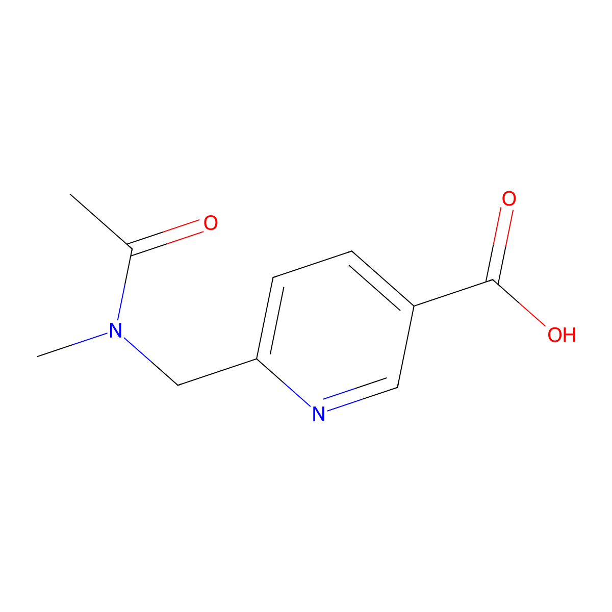 6-[(N-methylacetamido)methyl]pyridine-3-carboxylic acid molecular structure, CAS 2384984-85-2