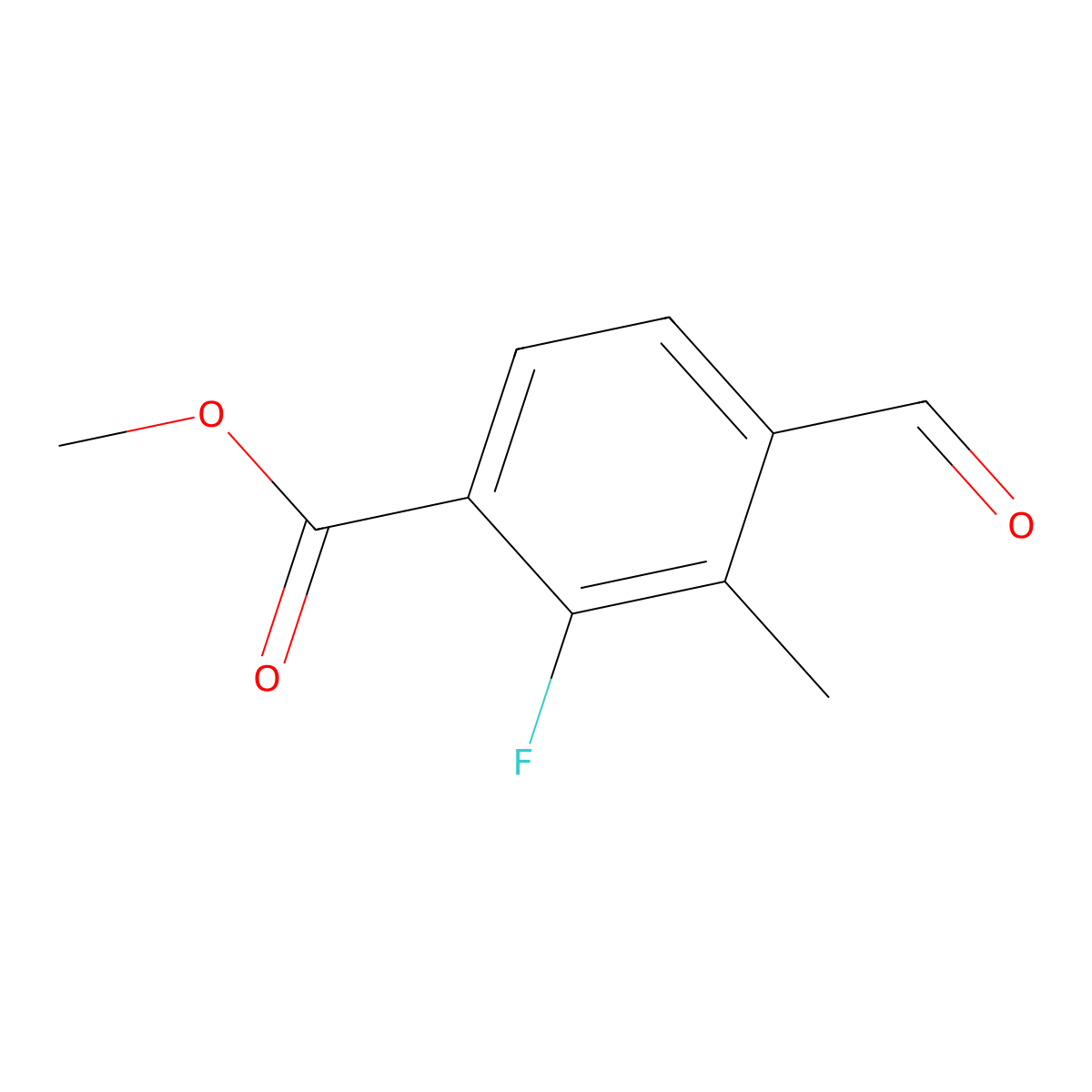 Methyl 2-fluoro-4-formyl-3-methylbenzoate molecular structure, CAS 2384987-48-6