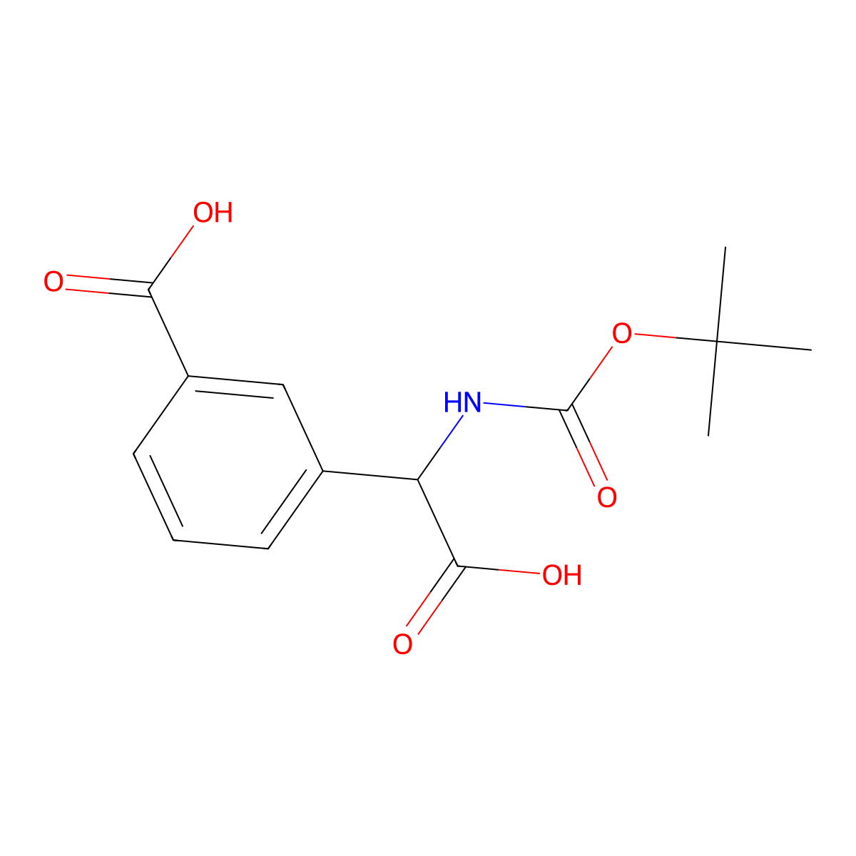 3-({[(Tert-butoxy)carbonyl]amino}(carboxy)methyl)benzoic acid molecular structure, CAS 2384991-59-5