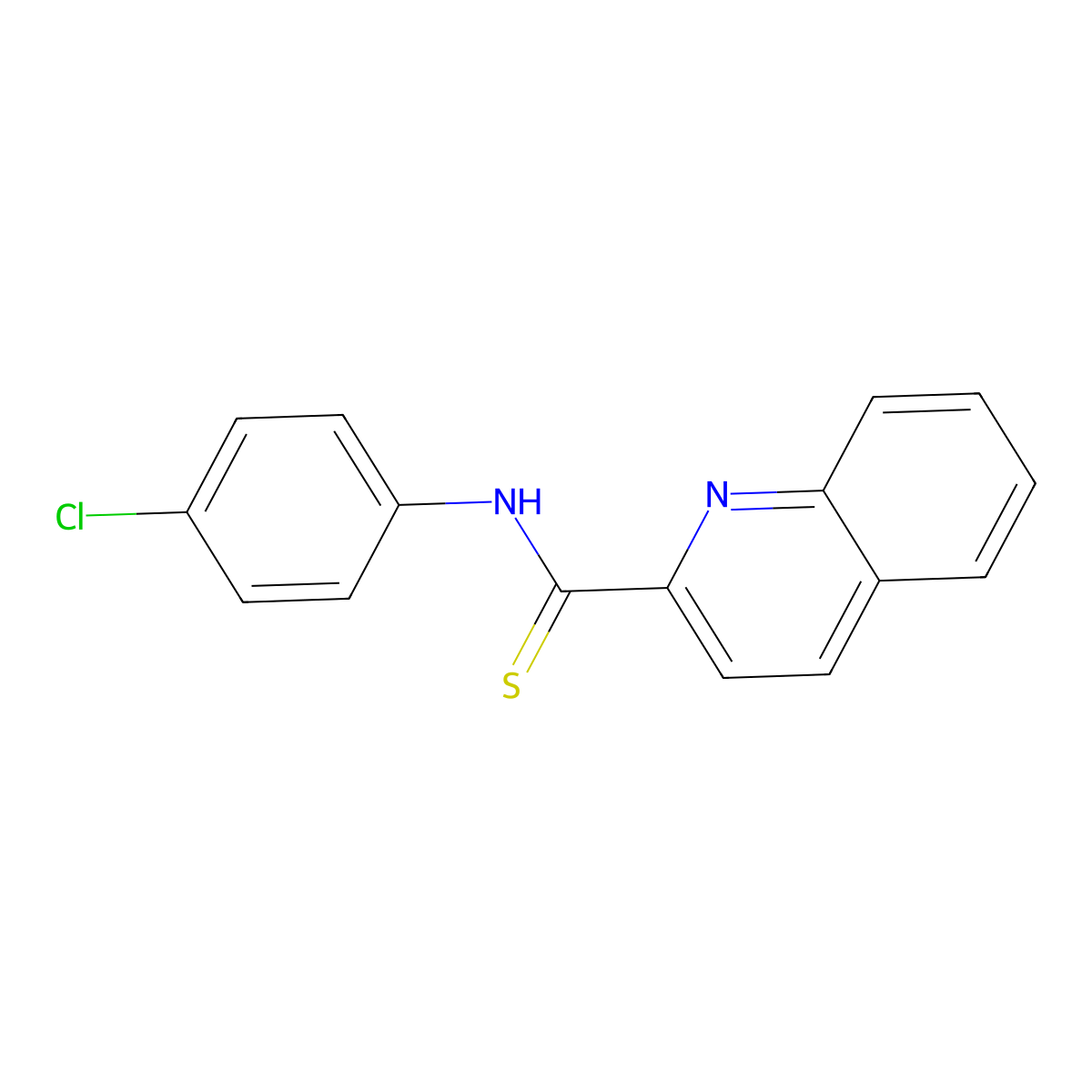 N-(4-chlorophenyl)quinoline-2-carbothioamide molecular structure, CAS 2385-60-6