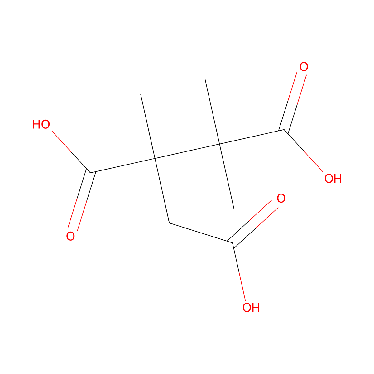 (-)-2,3-Dimethylbutane-1,2,3-tricarboxylic acid molecular structure, CAS 2385-74-2