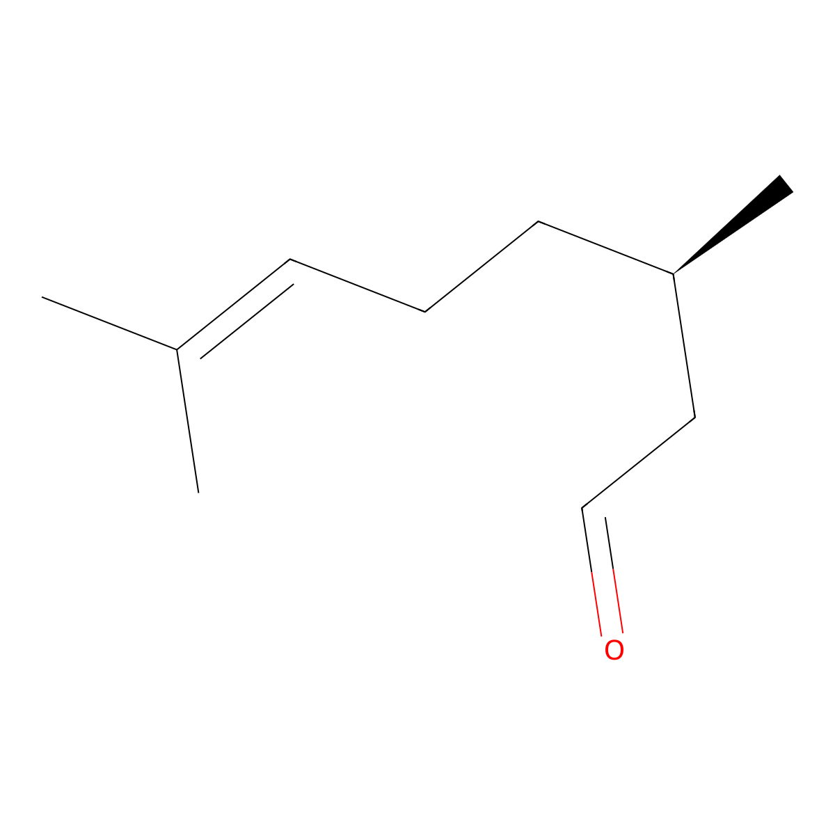 6-Octenal, 3,7-dimethyl-, (3R)- molecular structure, CAS 2385-77-5