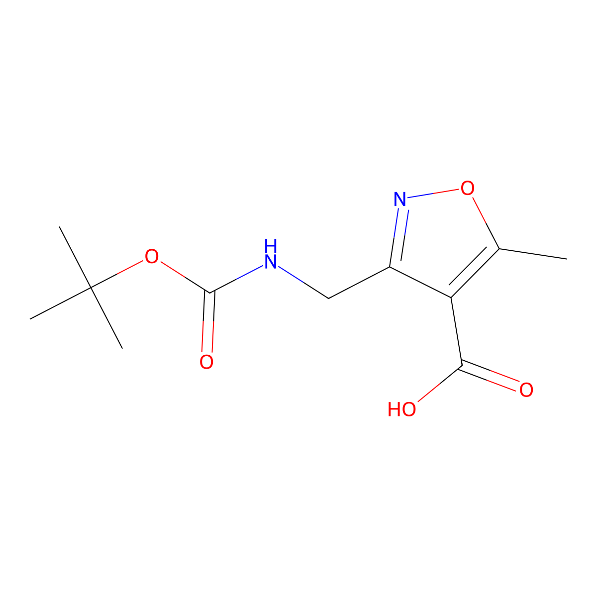 3-({[(Tert-butoxy)carbonyl]amino}methyl)-5-methyl-1,2-oxazole-4-carboxylic acid molecular structure, CAS 2385000-74-6