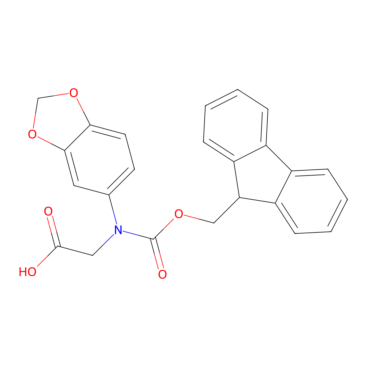2-[(1,3-dioxaindan-5-yl)({[(9H-fluoren-9-yl)methoxy]carbonyl})amino]acetic acid molecular structure, CAS 2385003-70-1