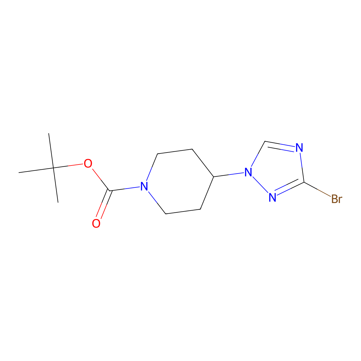 tert-butyl 4-(3-bromo-1H-1,2,4-triazol-1-yl)piperidine-1-carboxylate molecular structure, CAS 2385007-12-3