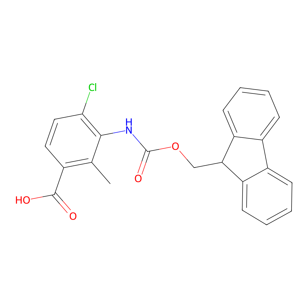 4-chloro-3-({[(9H-fluoren-9-yl)methoxy]carbonyl}amino)-2-methylbenzoic acid molecular structure, CAS 2385009-03-8