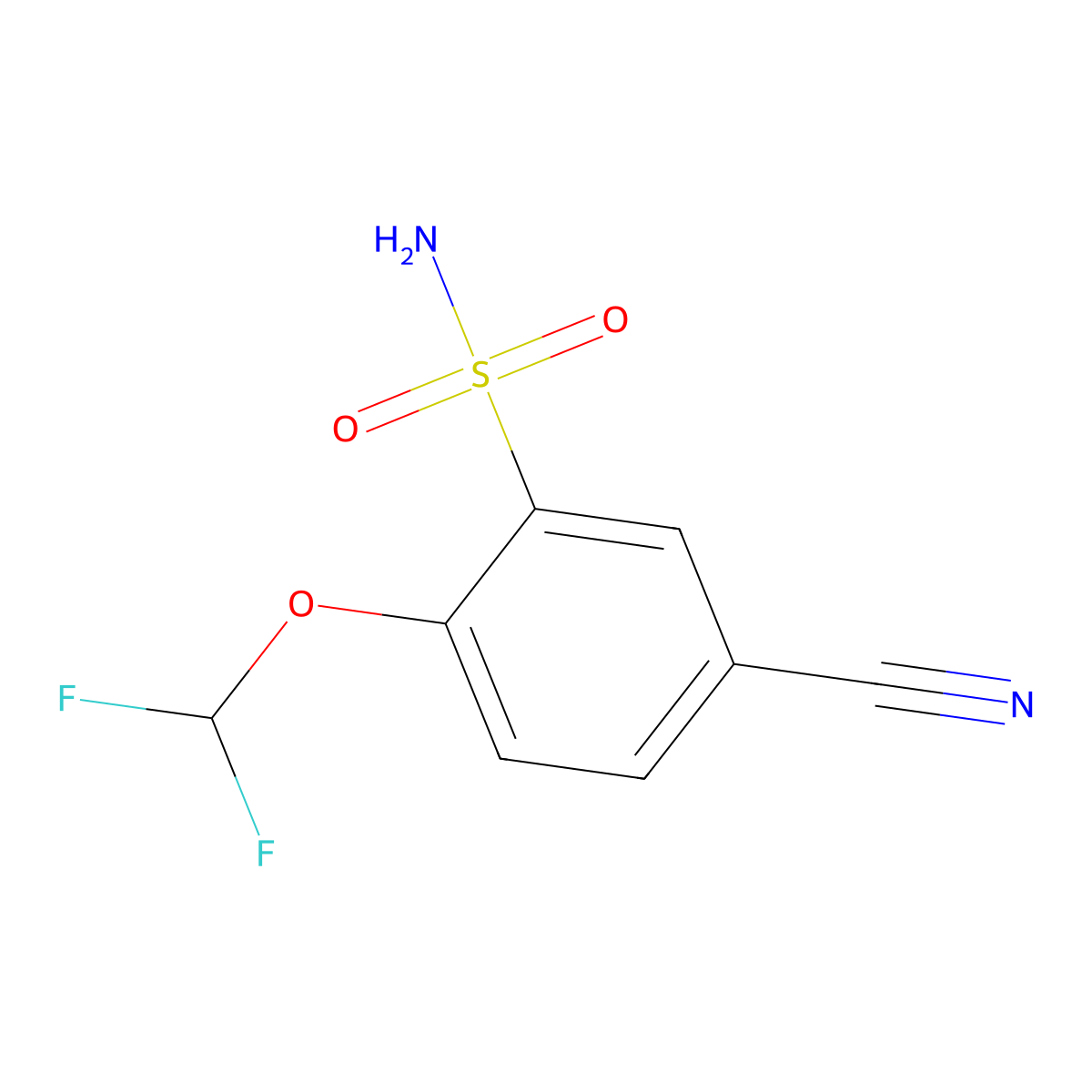 5-Cyano-2-(difluoromethoxy)benzene-1-sulfonamide molecular structure, CAS 2385013-26-1