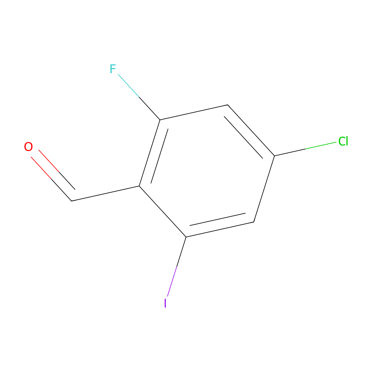 4-Chloro-2-fluoro-6-iodobenzaldehyde molecular structure, CAS 2385018-26-6
