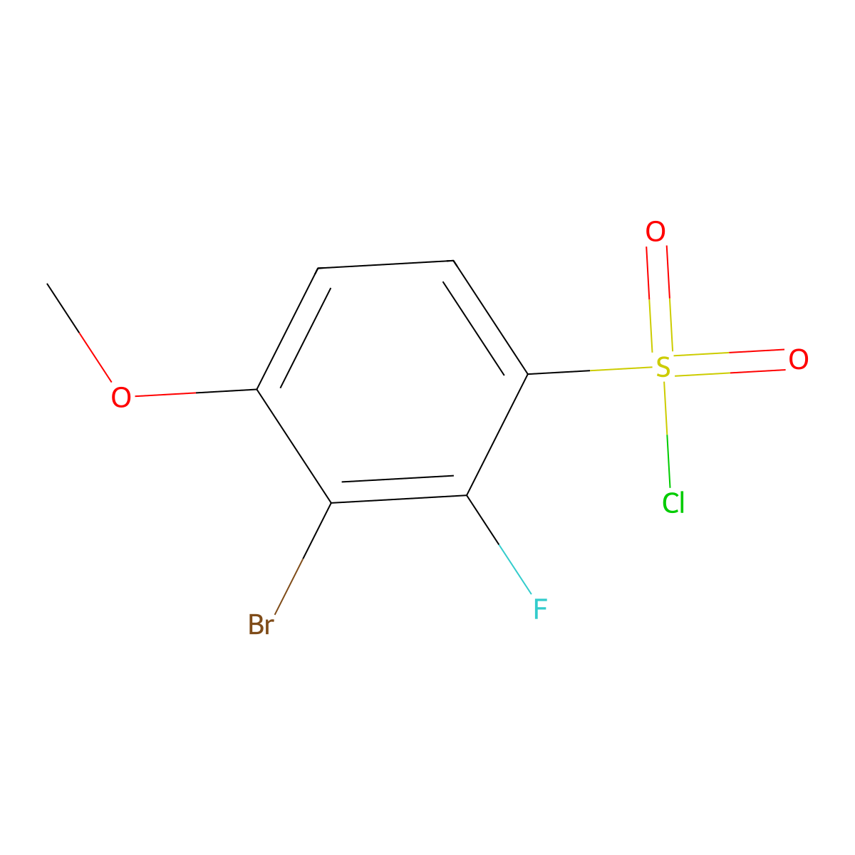 3-Bromo-2-fluoro-4-methoxybenzene-1-sulfonyl chloride molecular structure, CAS 2385021-18-9