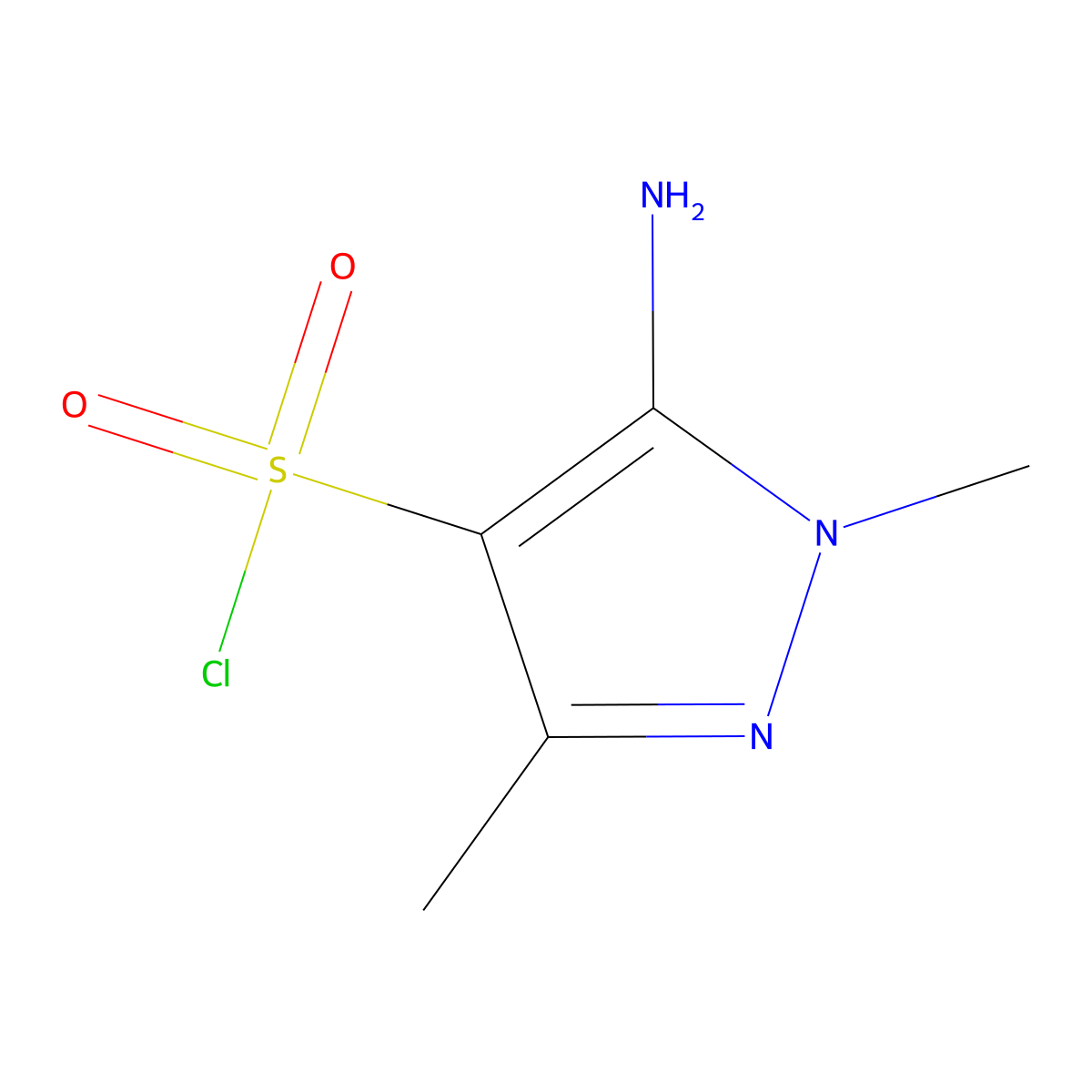 5-amino-1,3-dimethyl-1H-pyrazole-4-sulfonyl chloride molecular structure, CAS 2385024-52-0