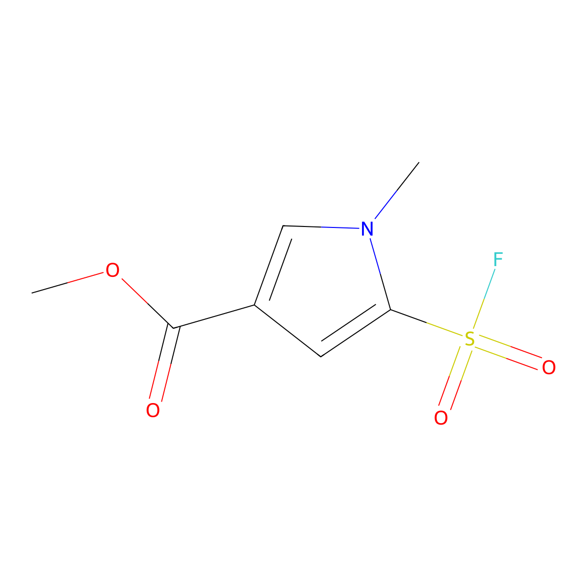methyl 5-(fluorosulfonyl)-1-methyl-1H-pyrrole-3-carboxylate molecular structure, CAS 2385026-32-2