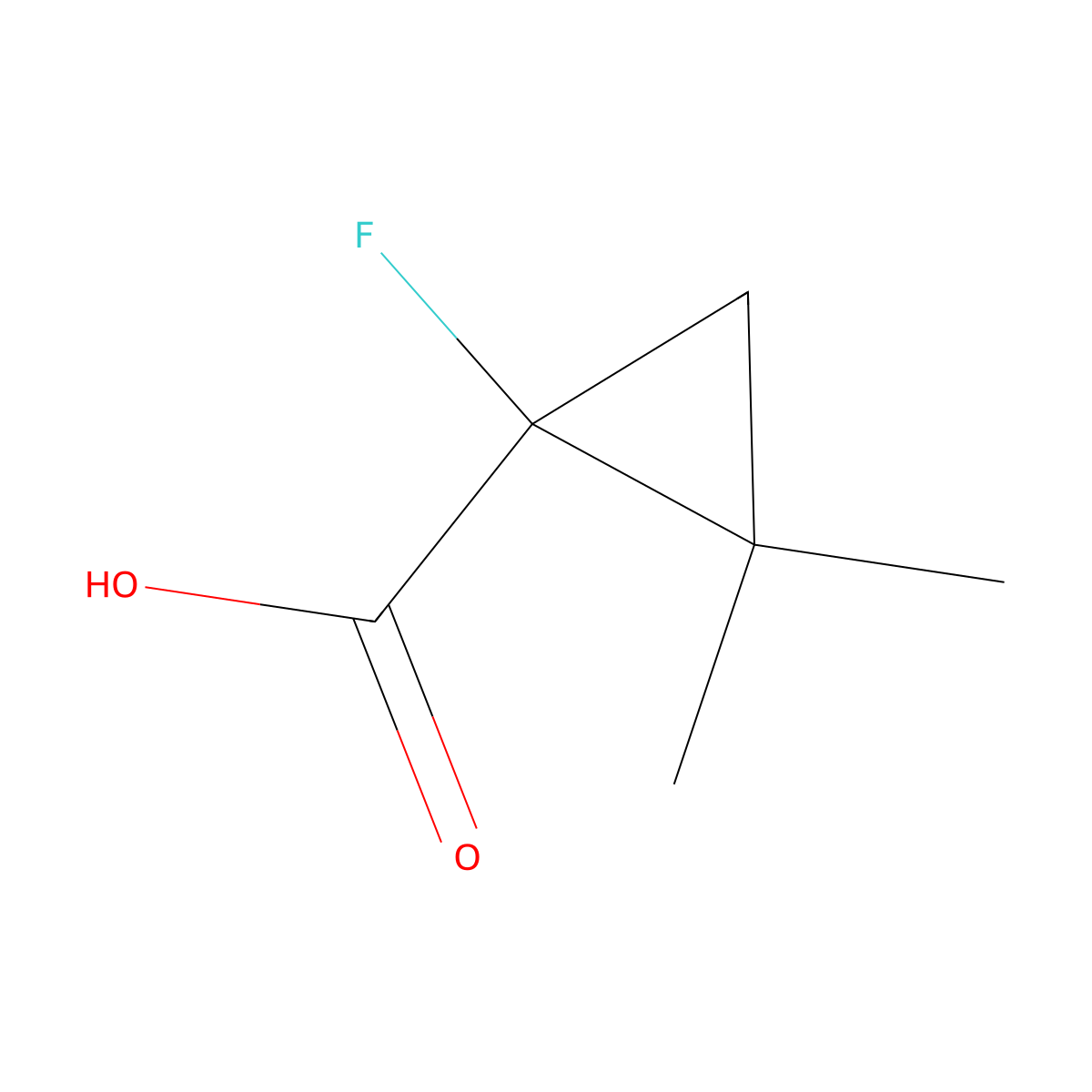 1-Fluoro-2,2-dimethylcyclopropane-1-carboxylic acid molecular structure, CAS 2385028-92-0