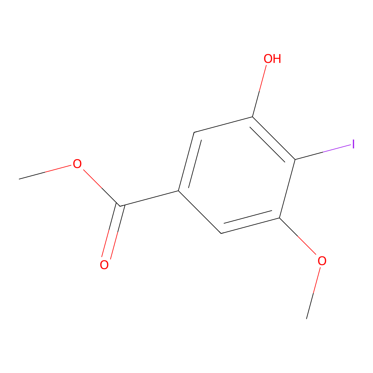 Methyl 3-hydroxy-4-iodo-5-methoxybenzoate molecular structure, CAS 2385039-07-4