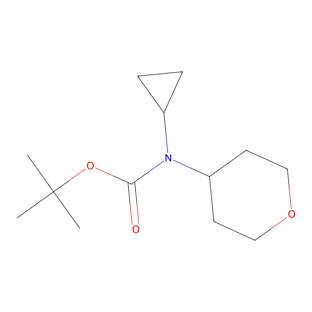t-Butyl N-cyclopropyl-N-(oxan-4-yl)carbamate molecular structure, CAS 2385045-16-7