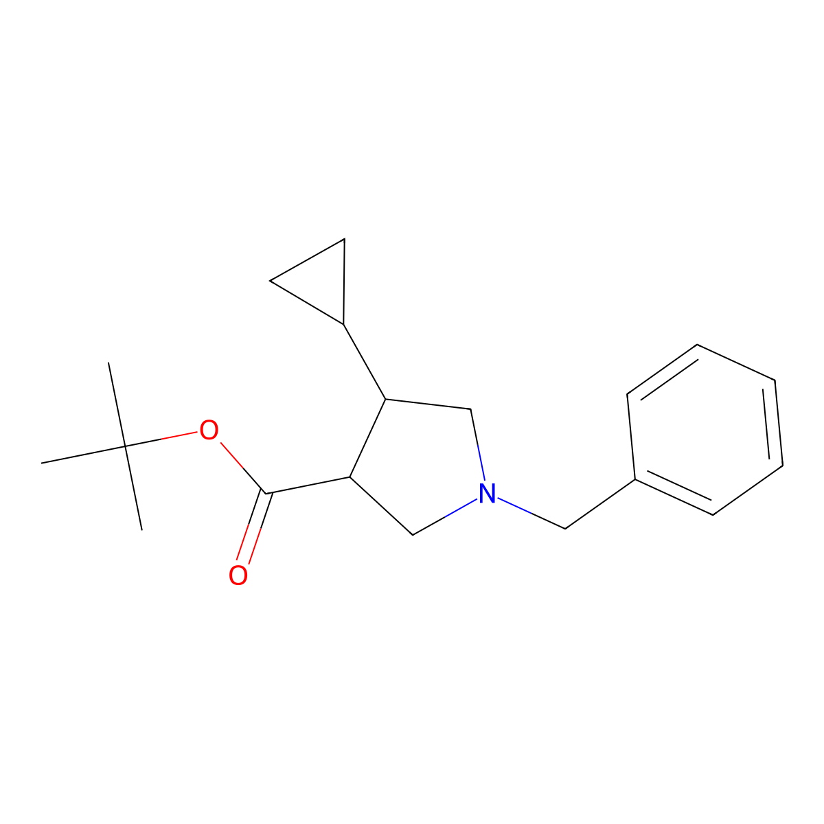 Tert-butyl 1-benzyl-4-cyclopropylpyrrolidine-3-carboxylate molecular structure, CAS 2385045-70-3
