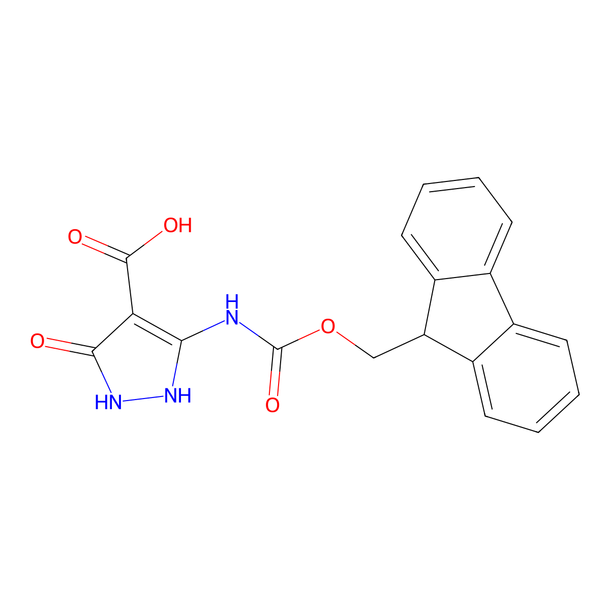 5-({[(9H-fluoren-9-yl)methoxy]carbonyl}amino)-3-oxo-2,3-dihydro-1H-pyrazole-4-carboxylic acid molecular structure, CAS 2385047-06-1