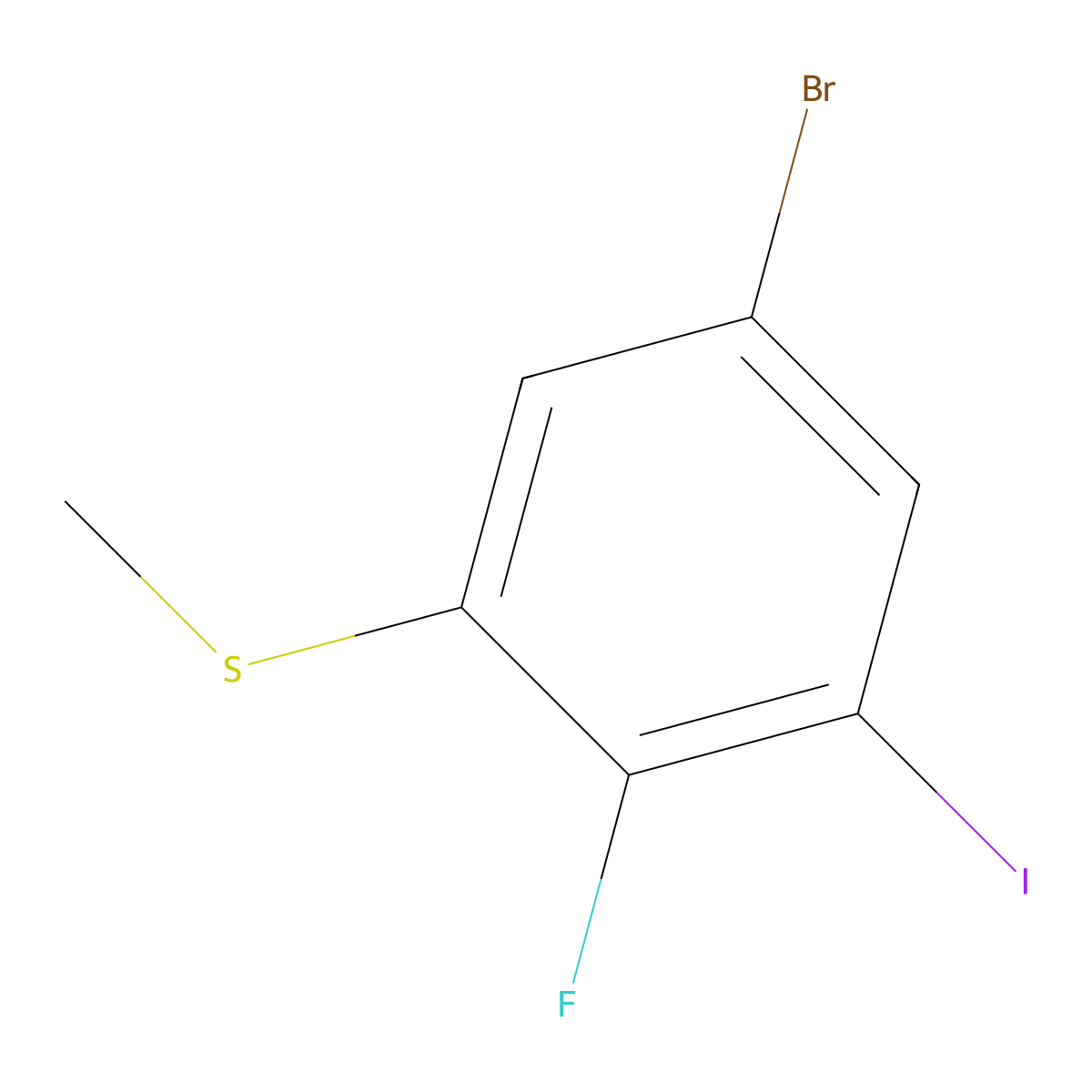 (5-Bromo-2-fluoro-3-iodophenyl)(methyl)sulfane molecular structure, CAS 2385051-28-3