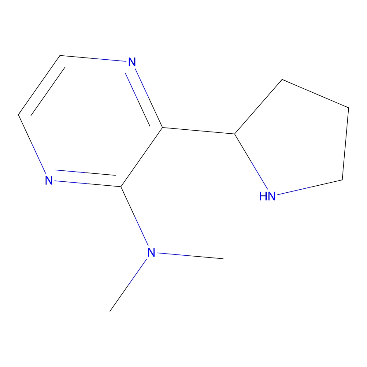 N,N-dimethyl-3-(pyrrolidin-2-yl)pyrazin-2-amine molecular structure, CAS 2385059-47-0