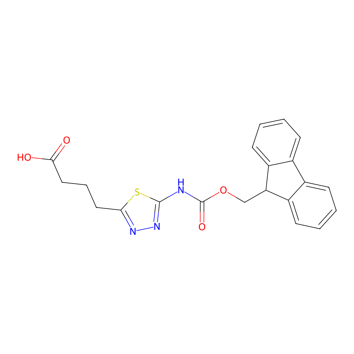 4-[5-({[(9H-fluoren-9-yl)methoxy]carbonyl}amino)-1,3,4-thiadiazol-2-yl]butanoic acid molecular structure, CAS 2385060-07-9