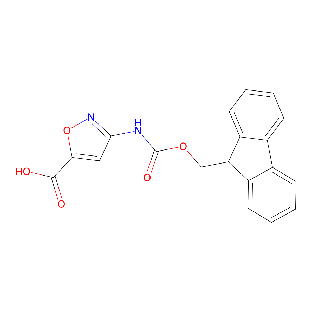 3-({[(9H-fluoren-9-yl)methoxy]carbonyl}amino)-1,2-oxazole-5-carboxylic acid molecular structure, CAS 2385065-75-6
