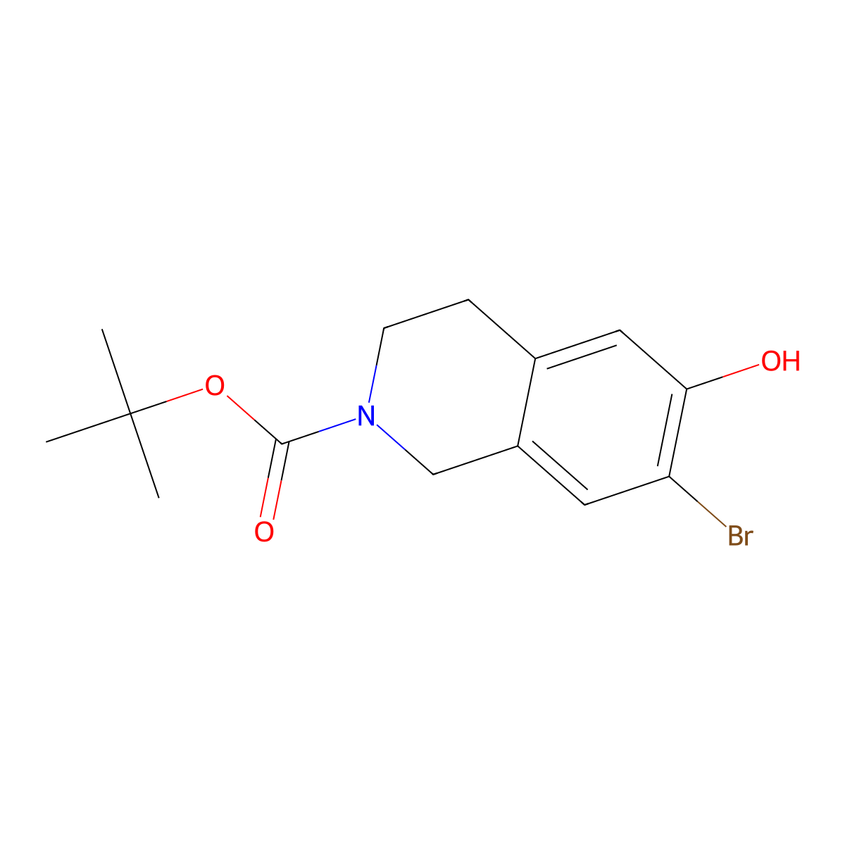 Tert-butyl 7-bromo-6-hydroxy-3,4-dihydro-1H-isoquinoline-2-carboxylate molecular structure, CAS 2385067-66-1