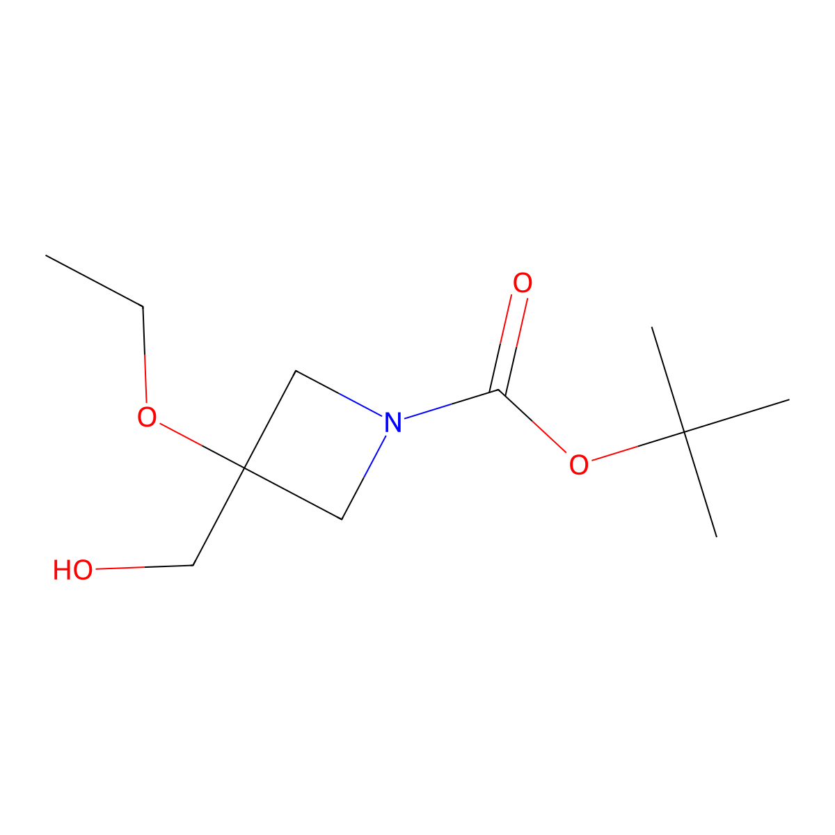 Tert-butyl 3-ethoxy-3-(hydroxymethyl)azetidine-1-carboxylate molecular structure, CAS 2385067-95-6