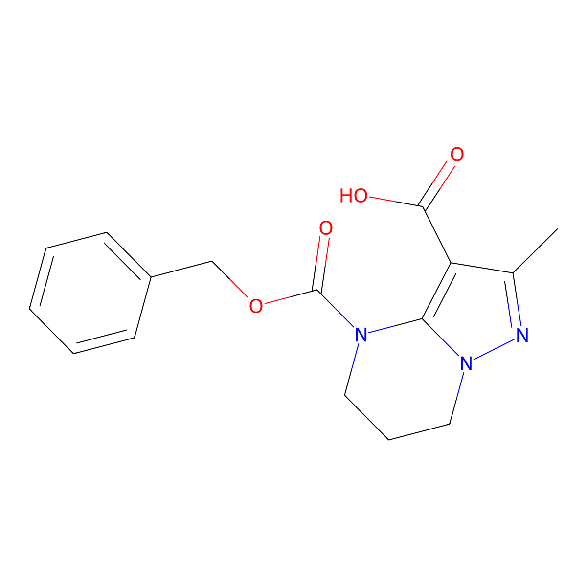 4-[(benzyloxy)carbonyl]-2-methyl-4H,5H,6H,7H-pyrazolo[1,5-a]pyrimidine-3-carboxylic acid molecular structure, CAS 2385071-95-2