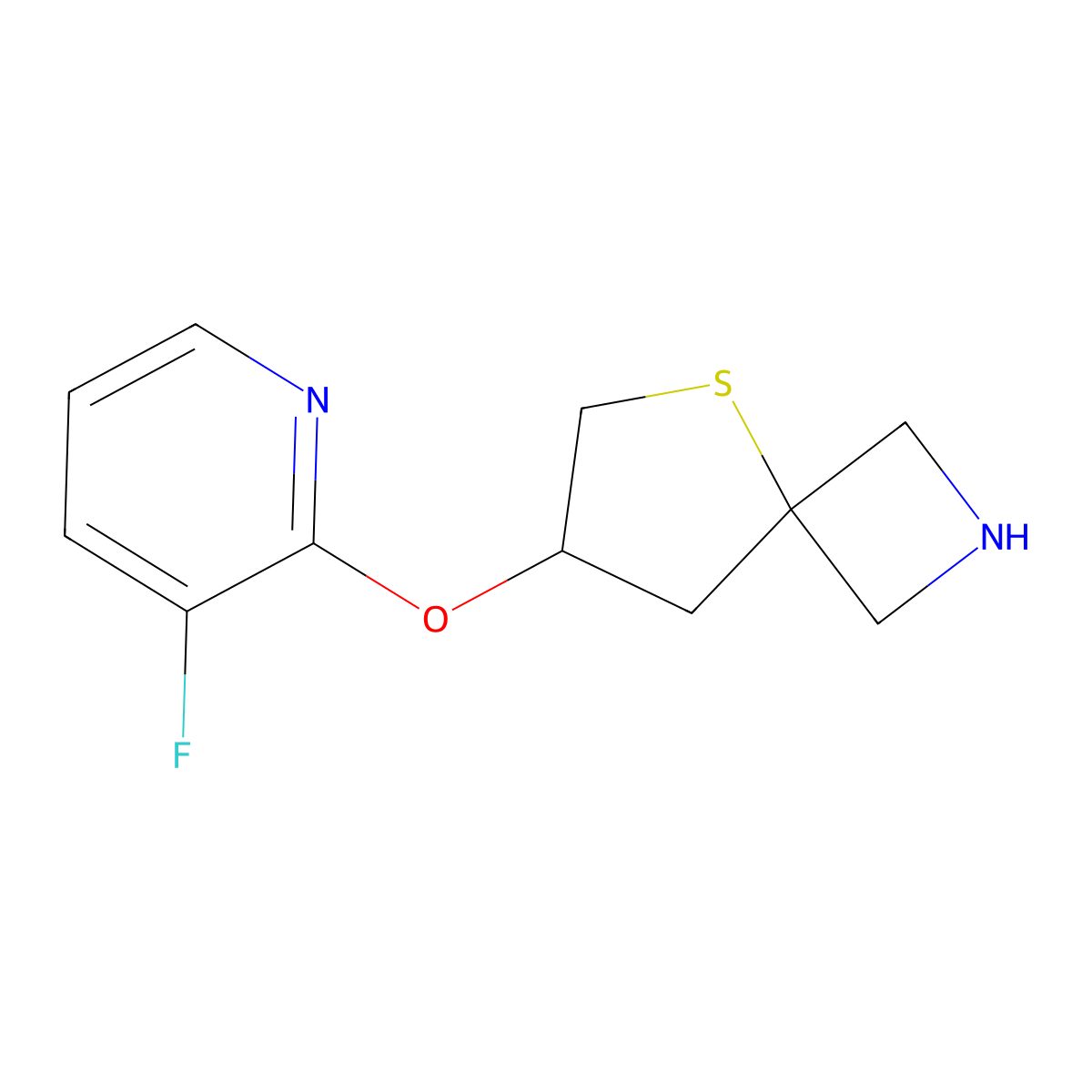 7-((3-Fluoropyridin-2-yl)oxy)-5-thia-2-azaspiro[3.4]octane molecular structure, CAS 2385073-13-0