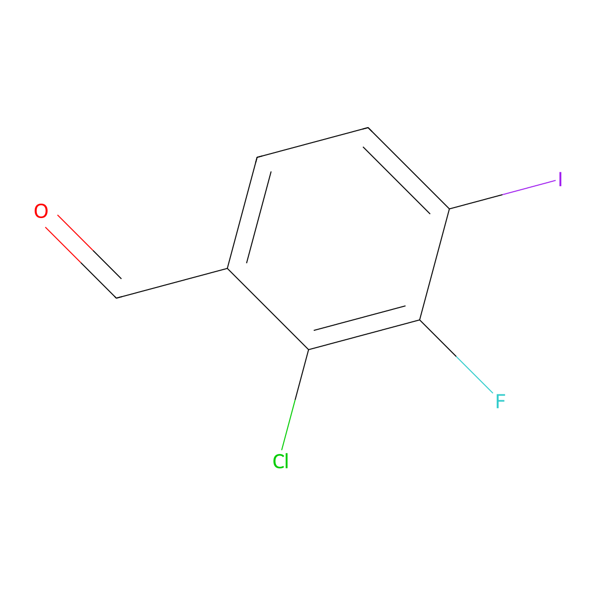 2-Chloro-3-fluoro-4-iodobenzaldehyde molecular structure, CAS 2385079-32-1